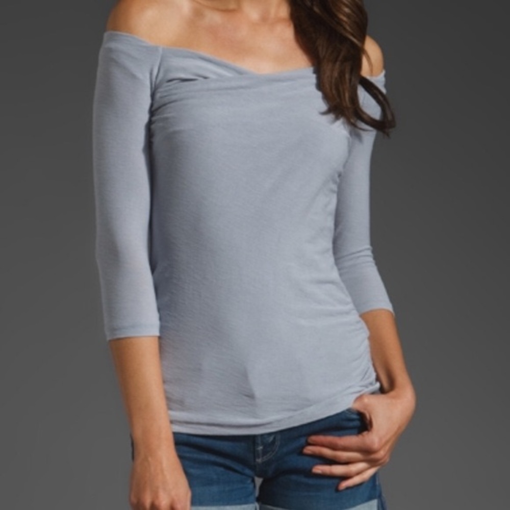 James Perse Cross Front Bare Shoulder Top Sail - Picture 9 of 10